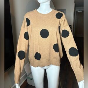 Tahari Polka Dot Sweater - Tan and Black